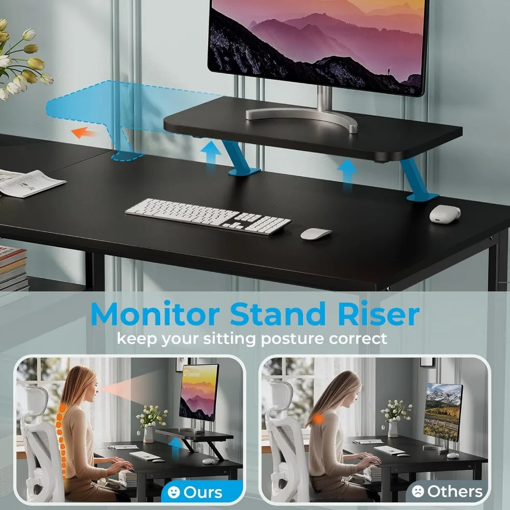 Computer Desk 39 Inch W Monitor Stand,Office Desk with Adjustable Storage Shelves,Small Gaming Desk for Home Work Writing Study 5