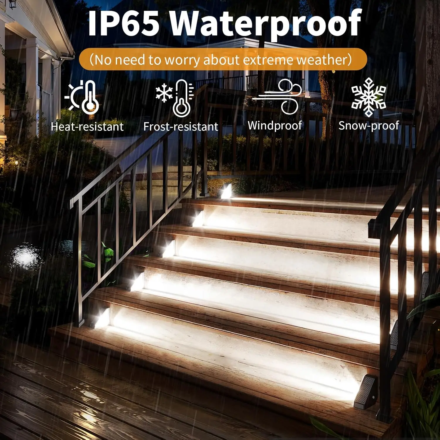 2Pack LED Solar Step Lamp Path Stair Outdoor Garden Lights Waterproof Balcony Light Decoration for Patio Stair Fence Light 4