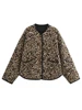 Vintage Leopard Cotton Coat  Women Loose O-neck Long Sleeve Single Breasted Pockets Jacket 2024 Autumn New Lady Casual Outwear 2