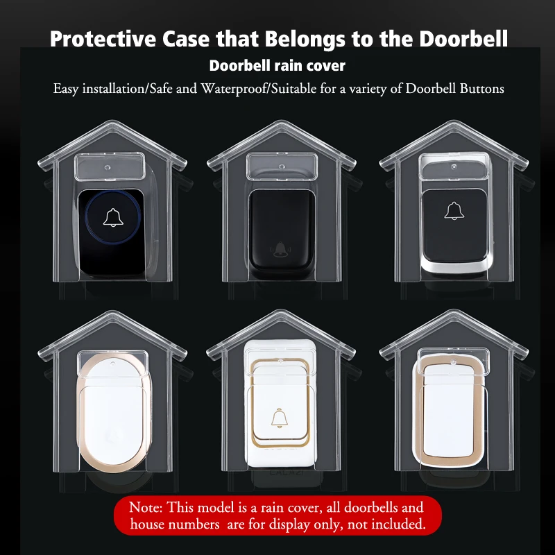 Wireless Doorbell Cover Waterproof Cover For Wireless Doorbell Smart Door Bell Ring Chime Button Transparent Waterproof Home Case