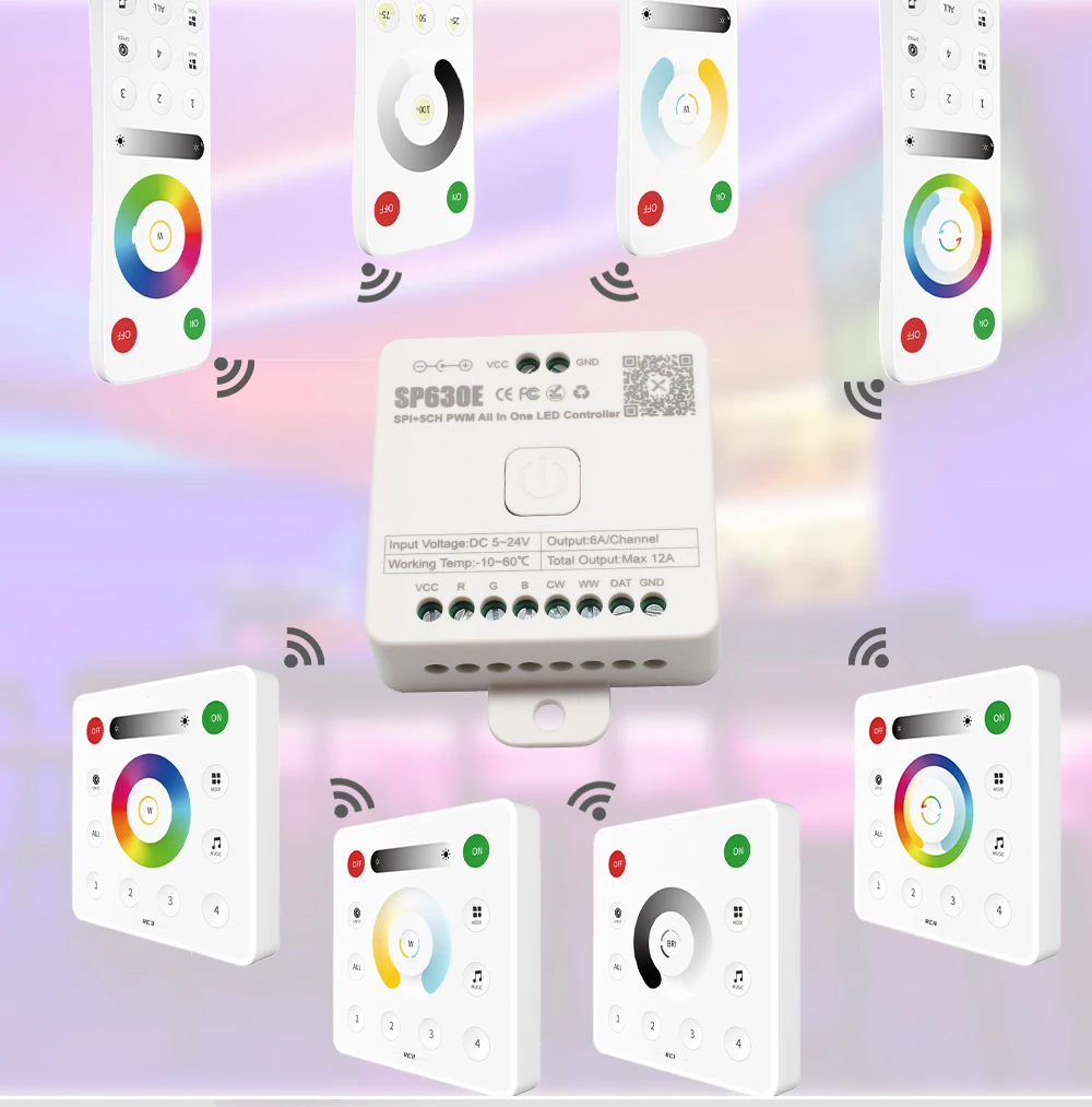 SP630E LED Controller RGBCCT RGBW RGB CCT Single Color 12V 24V 5V Bluetooth Remote SMD5050 2835 COB PWM Pixel Strips Controler