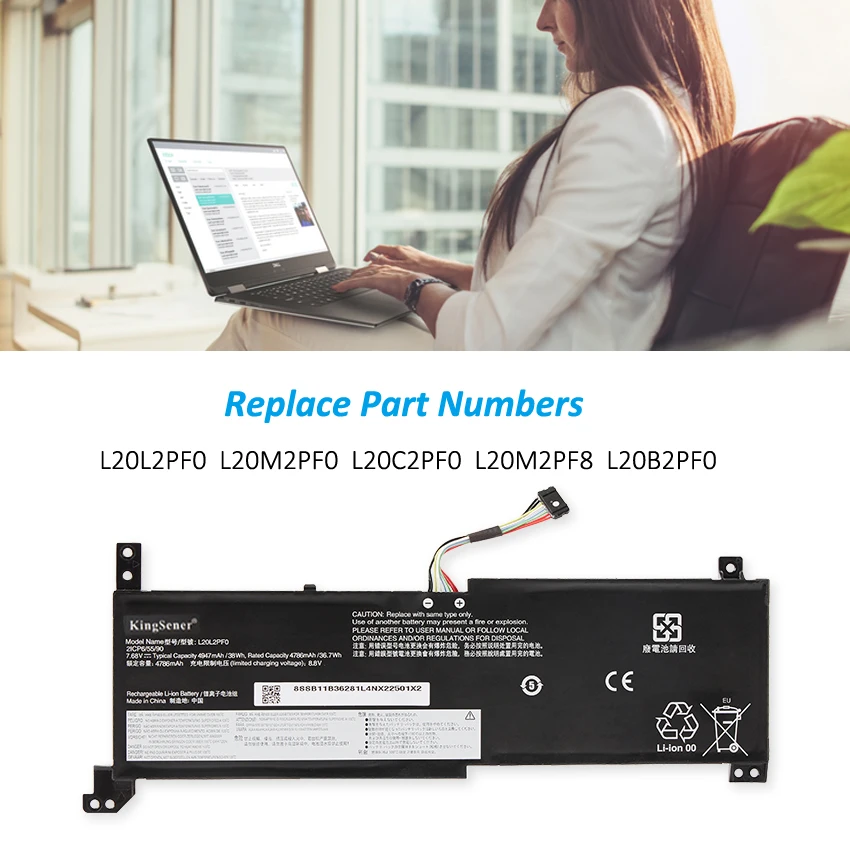 Kingsener L20l2pf0 L20c2pf0 L20m2pf0 L20l3pf0 L20c3pf0 L20m3pf0 L20m3pf0 para Lenovo Ideapad 314alc6 Gen V14 V15 V17 g2 Itl - Imagem 6