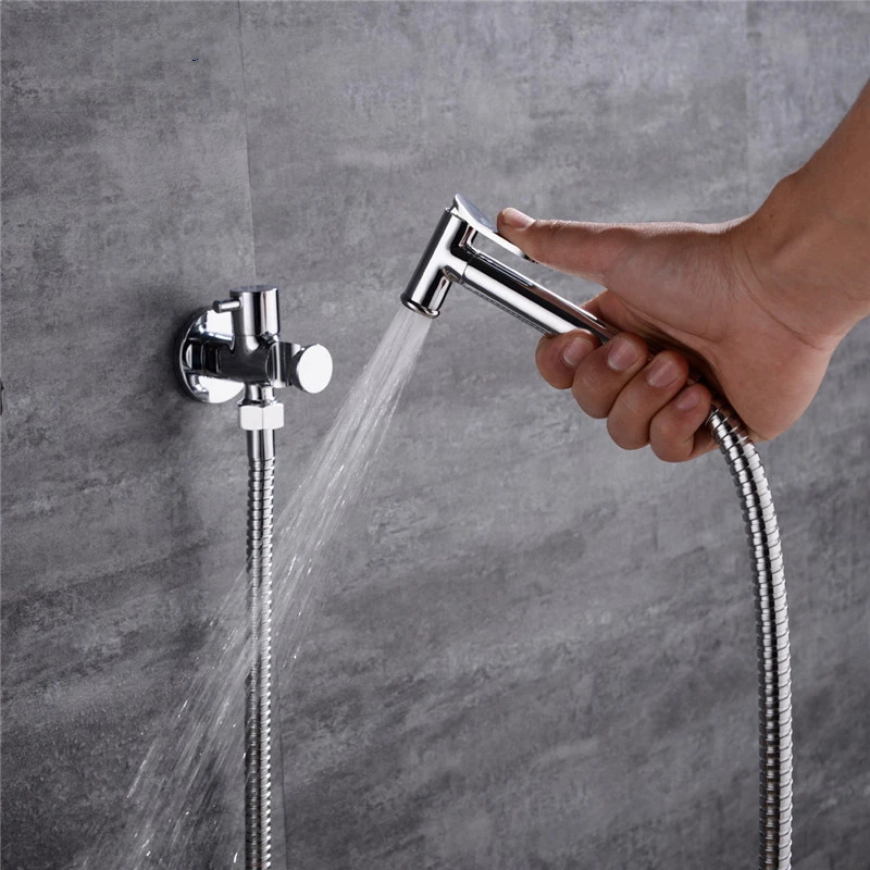 Black/Chrome Toilet Hand Held Bidet Spray Anal Shower Head Douche Kit