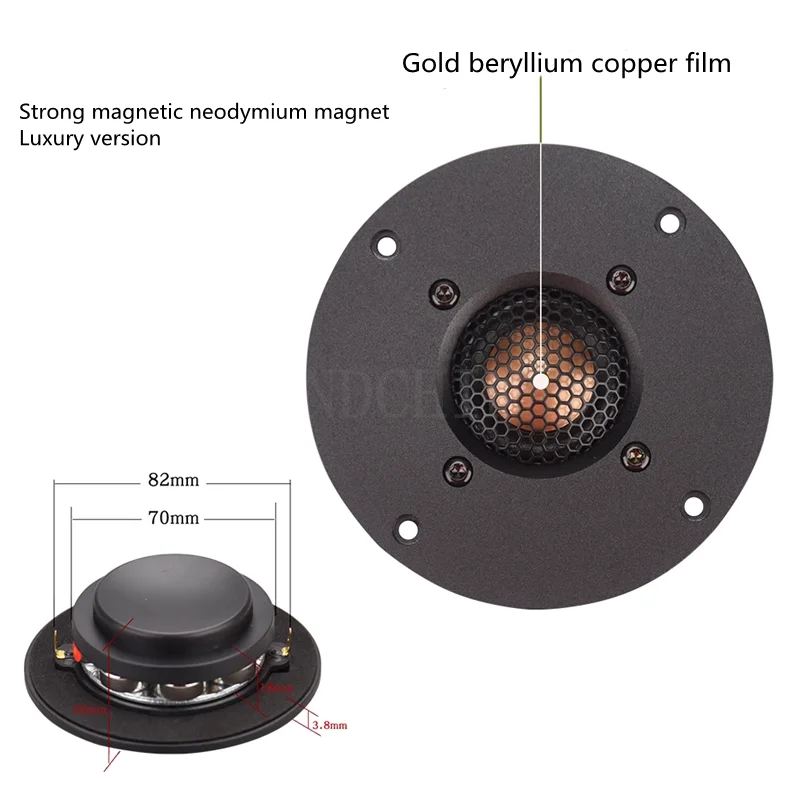 HF-304 HiFi Speakers 4 Inch Aluminum Panel Beryllium Copper Wire Edge Film Tweeter C1II Over X1III （1PCS）