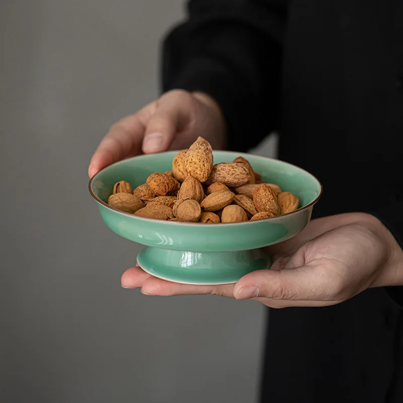 Song style retro celadon tall fruit bowl tea snacks dried fruit snack dish Dim sum plate