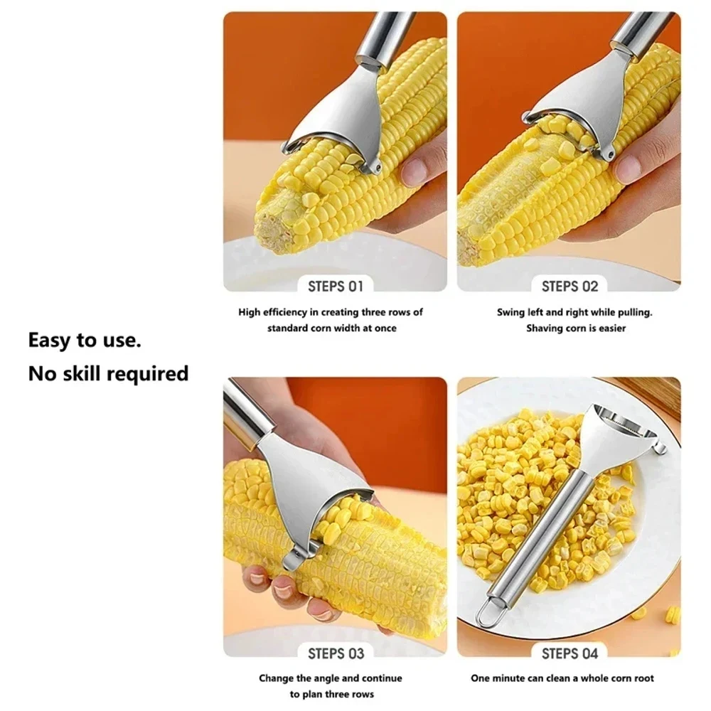 Stainless Steel Corn Planer Ergonomic Handle Corn Peeler Effortless Corn Kernel Separator Quick Corn Stripper Durable Kitchen Ga 3