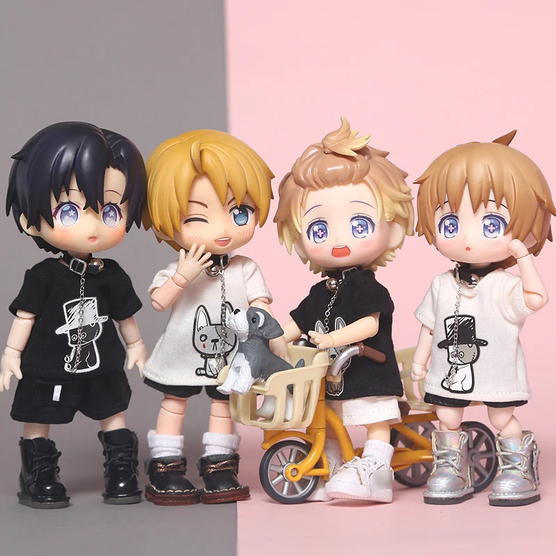 

Ob11 Baby Clothes Bjd Doll Clothes Cool Patch Dog T-shirt Shorts Obitsu11, Molly,GSC Body, 1/12bjd Dolls Accessories Toys