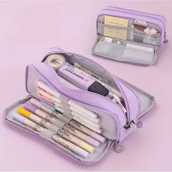 Kawaii Large Capacity Pencil Case - Cute School Supplies Stationery Organizer (Purple)
