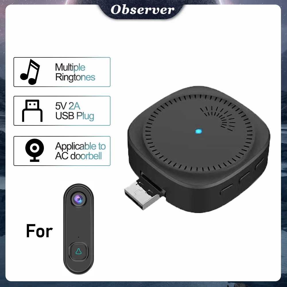 AC 초인종 용 무선 USB 차임 150 미터 장거리 8 노래 3 레벨 볼륨 비주얼 초인종 액세서리