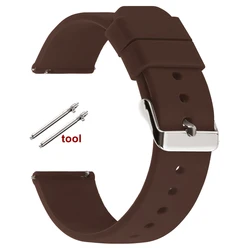 Vibrant Quick Release Silicone Watch Strap - Candy Color Collection - 16mm (Brown)