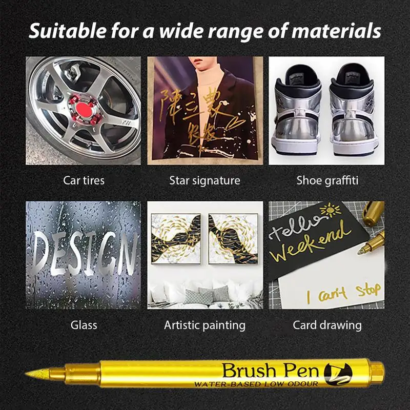 Gold Paint Marker Silver Marker With Double Nib Design Gold Paint Pen For Bright Colors For Art Painting Shoe Doodle Glass