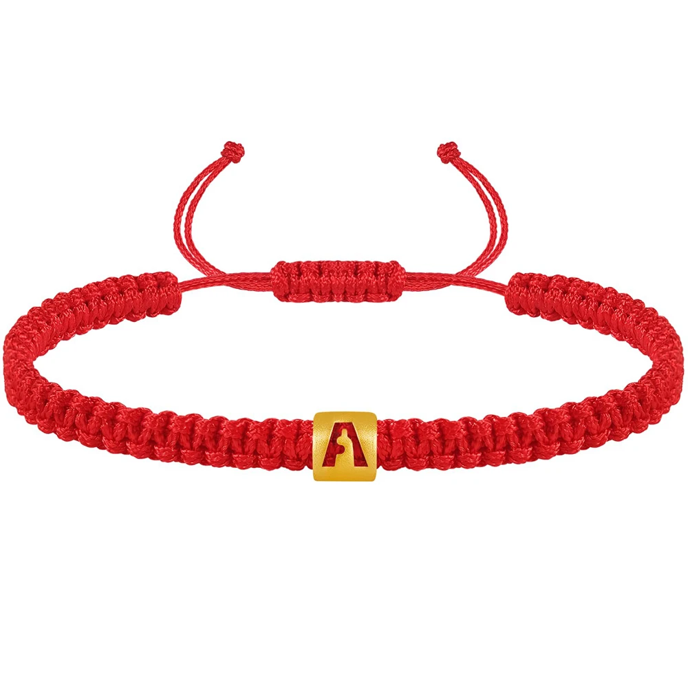 Alphabet Woven Cord Bracelet 26 Alphabet Handmade Adjustable Red