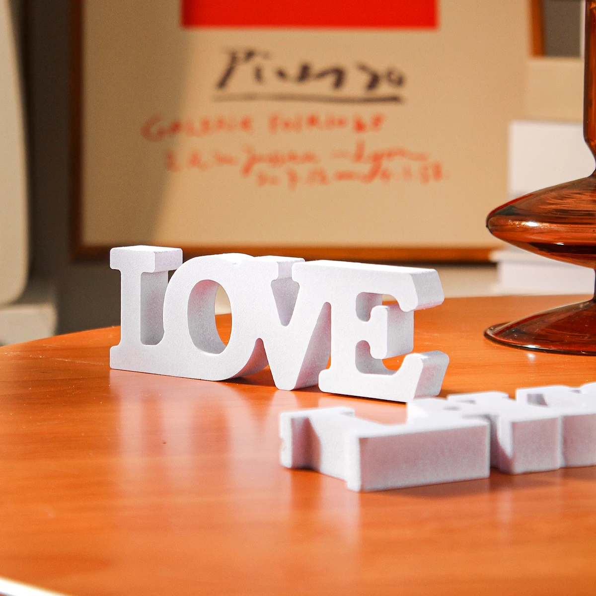 1PC, simple white LOVE desktop decorative item, Xuefu board material home decoration letter plate