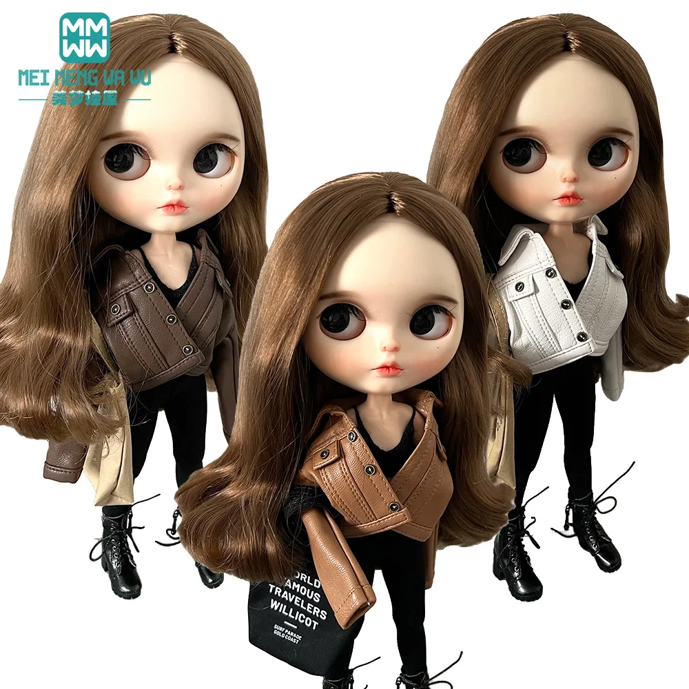 Passend für 28 cm große Blyth Azon OB22 OB24 Puppenkleidung, modische Lederjacke, Spielzeug, Geschenk – Detail 5