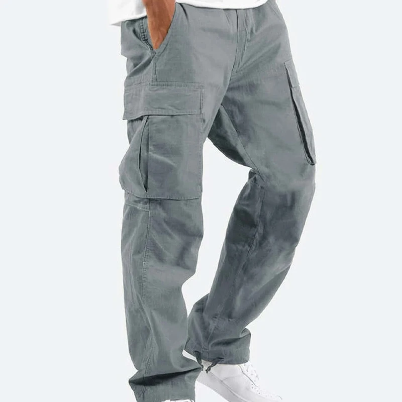 Spring Summer New Solid Color Youth Straight Pants Man Casual Loose Pocket Patchwork Drawstring Street Y2K All-match Trousers