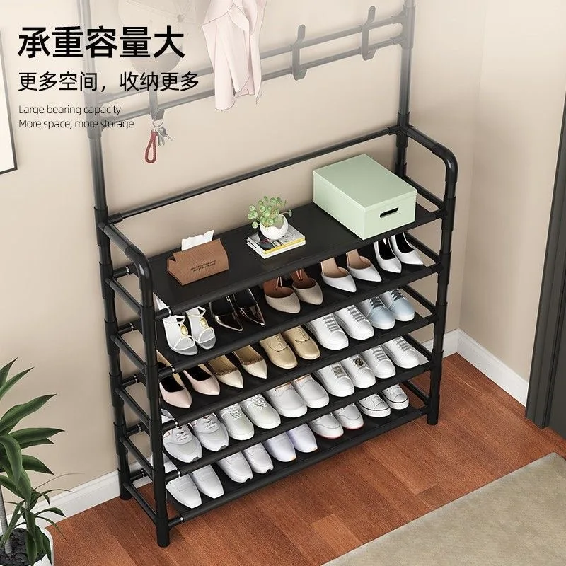 67-Inch Shoe Rack Multifunctional Metal 5-Tier High Capacity Storage 8 Double Hooks For Entryway Organization shoe rack shoe organizer