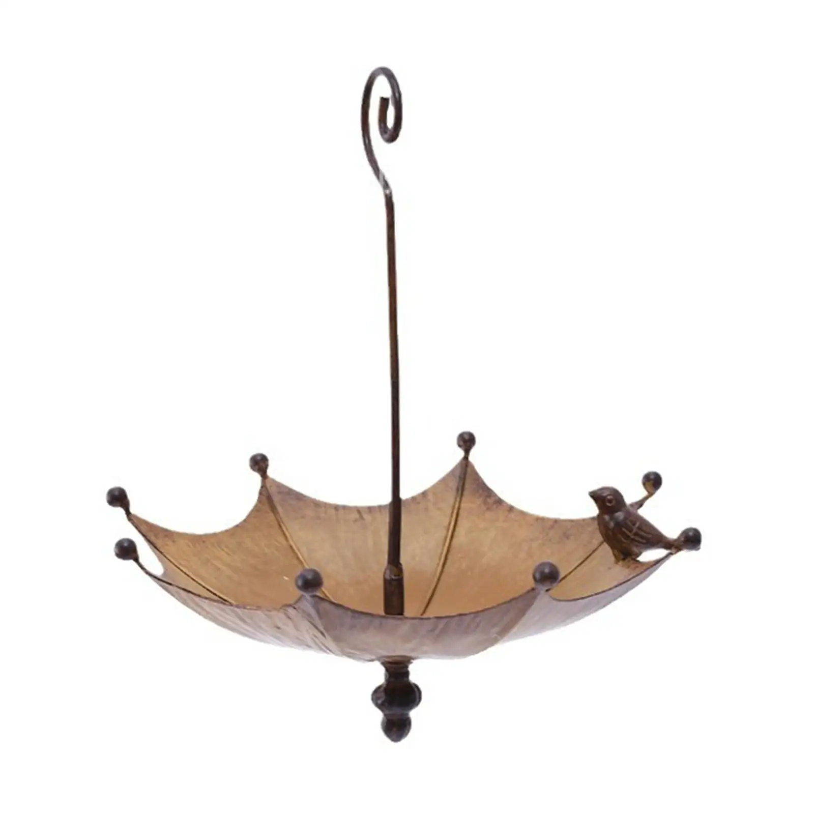 Umbrella Bird Feeder Hanging Bird Bath Bird Food Container Metal Garden Decoration for Backyard Balcony Patio Courtyard Porch