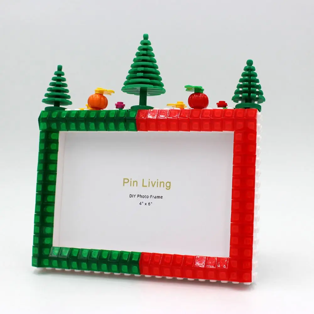 

DIY Children Building Blocks Photo Frame Creative Handmade Make Red And Green Color Matching Parent-Child Activity Gift