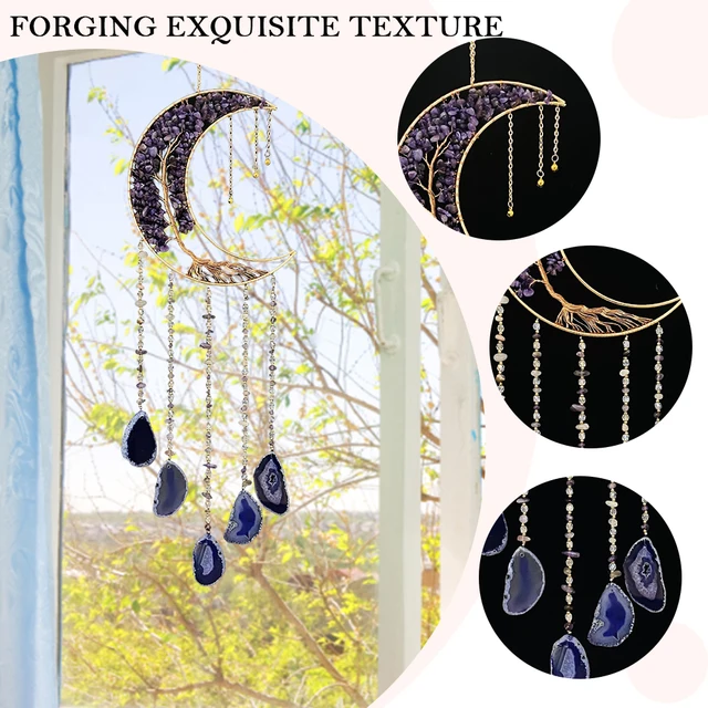 Természetes Agatás Álomfogók 7 Chakra Drágakő Álomfogó Életfa Moon Gem Dream Catchers Hálószoba Fali Lógások Dekoráció - Image 2