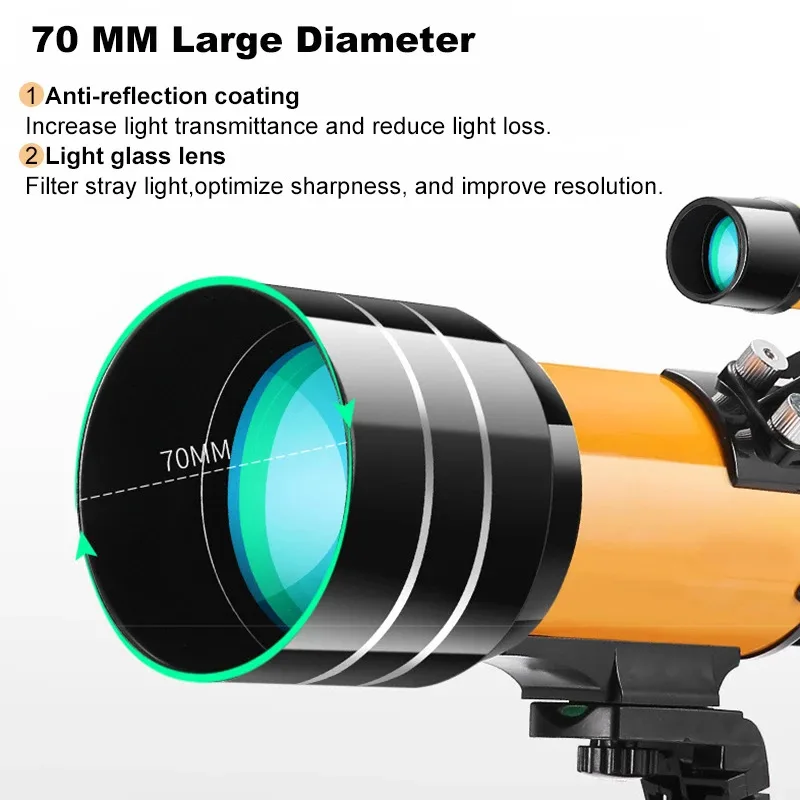 F30070M Professional Astronomical Telescope AZM70300  HD High-Power Portable Tripod  150 Times Zoom Night Vision View Moon Star 3