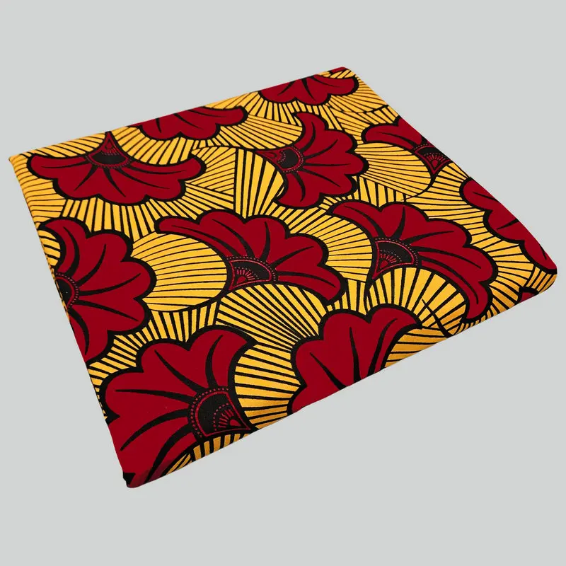 Red Dutch Wax Hollandaise African fabric made of 100% cotton — veritable Holland wax textile for making clothes.