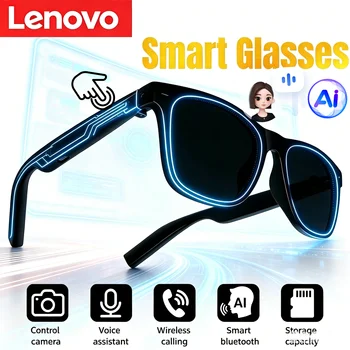Nuovi Occhiali Intelligenti AI Lenovo con Controllo Remoto, Fotocamera, Registrazione, Traduttore, Assistente Vocale, Musica e Bluetooth