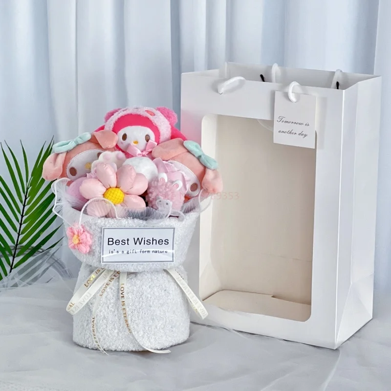 Hello Kitty Flower Bundle Kuromi Cinnamoroll My Melody Plush Doll Gifts Doll