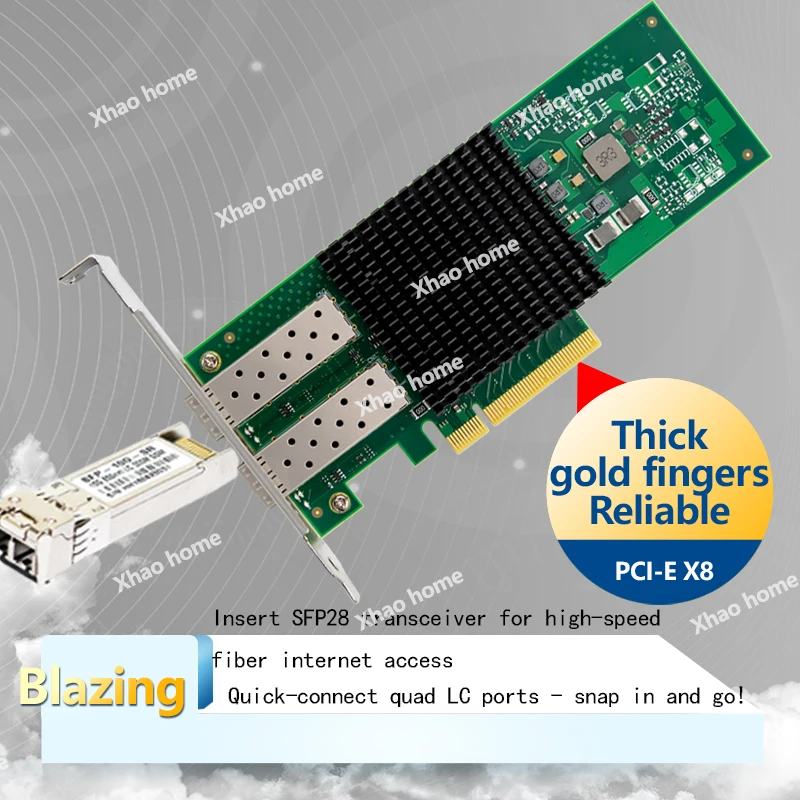 BCM57414 듀얼 포트 25G SFP28 PCIe 광섬유 네트워크 카드 산업용 등급 25000Mbps 서버 NIC (워크스테이션 및 데이터 센터용)