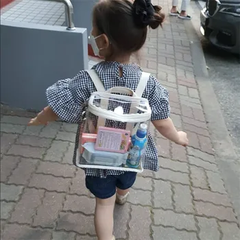 한국 스타일 미니 백팩 지갑, PVC 학교 책 가방, 어린이 투명 학교 백팩, 아기 해변 모래 장난감, 어린이 정리함 가방