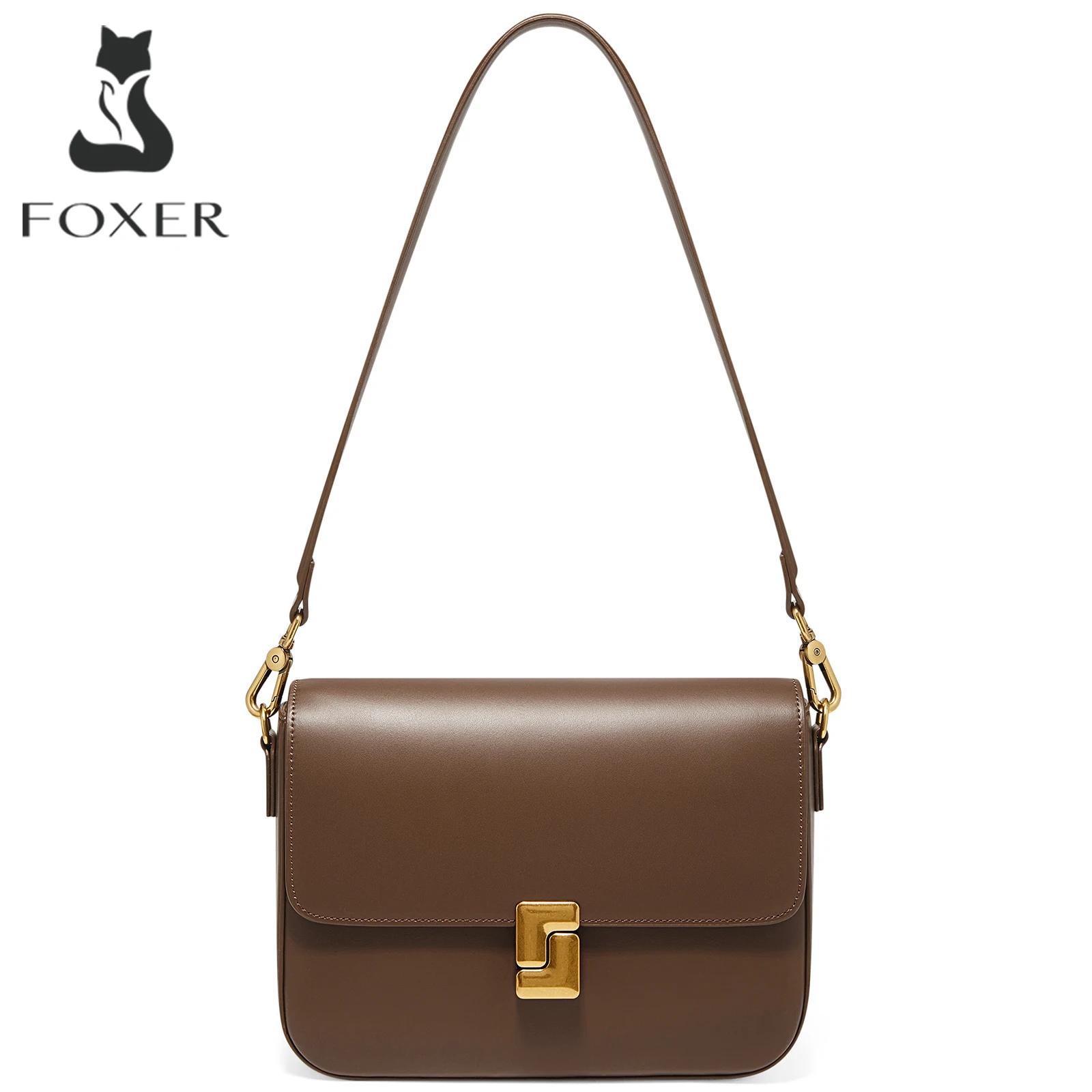 FOXER Neue Damen-Umhängetasche aus Spaltleder, klassische modische quadratische Tasche, leichte Luxus-Damen-Umhängetasche, Geschenk für Frauen