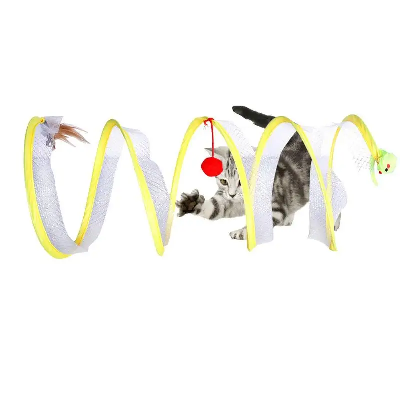 

Cat Tunnel Spring Toy S Type Cats Tunnel Spring Toy Foldable Tunnel With Plush Ball Toy Activity Center Enhance Cat's Agility