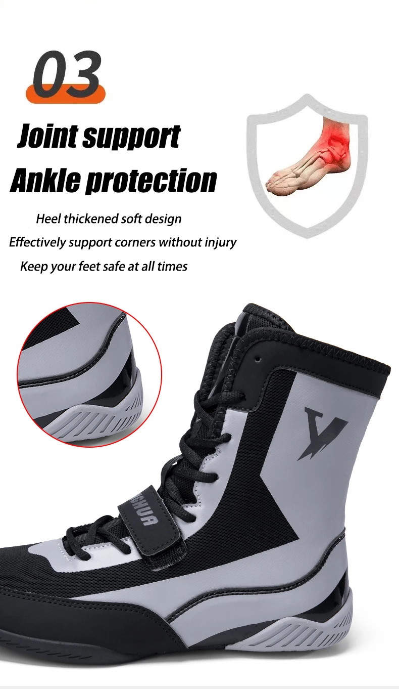 Description Picture 5 of itemWrestling shoes male Boxing Shoes Fighting Sanda Strength High Top Shoes light fighting Boots Weightlifting shoe Sneakers