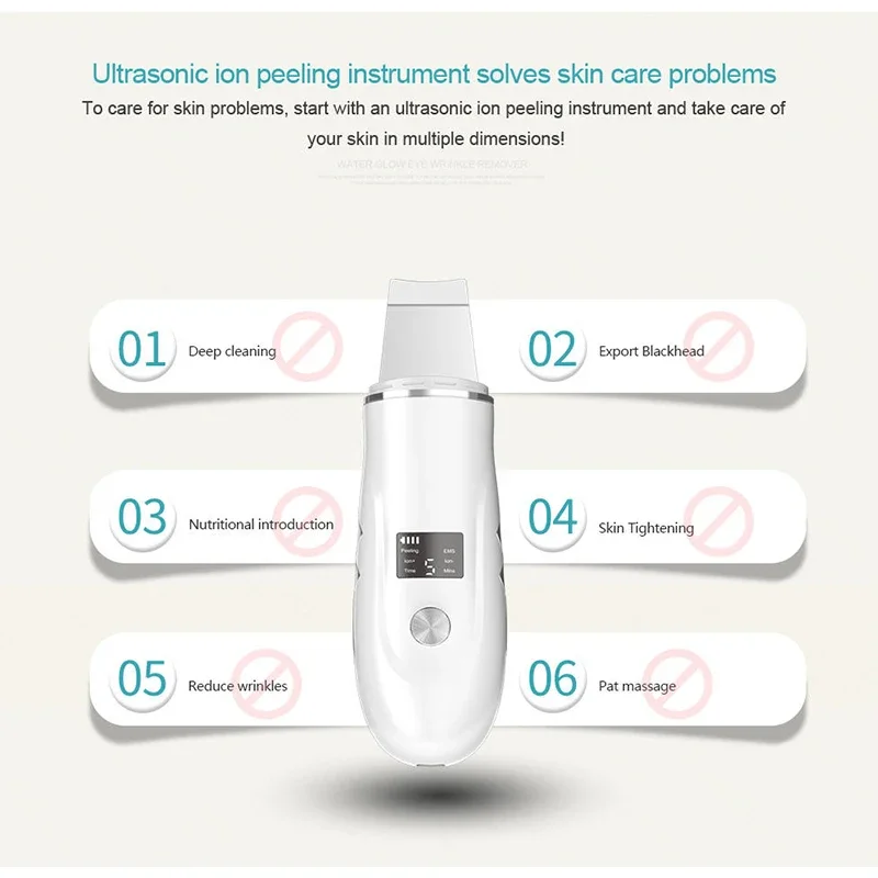 Electric ltrasonic Skin Scrubber Facial Cleansing Pore Deep Cleanser Acne Blackhead Remover Peeling Shovel Facial Lifting Device
