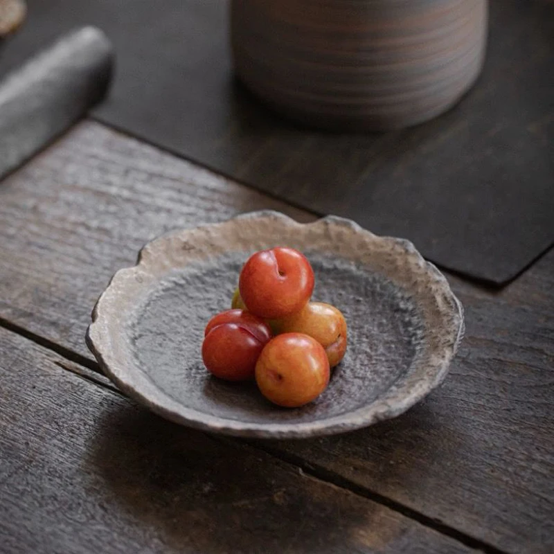 Creative Coarse Pottery Wicker Pot for storing water Dry Brewing Tray Kung Fu Tea Set Accessories Chinese Style teapot Tray, 1Pc