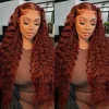 Reddish Brown Deep Curly Lace Frontal Wigs 13x4 13x6 Lace Frontal Human Hair Wigs Deep Wave Fall Colored Human Hair Lace Wigs 1
