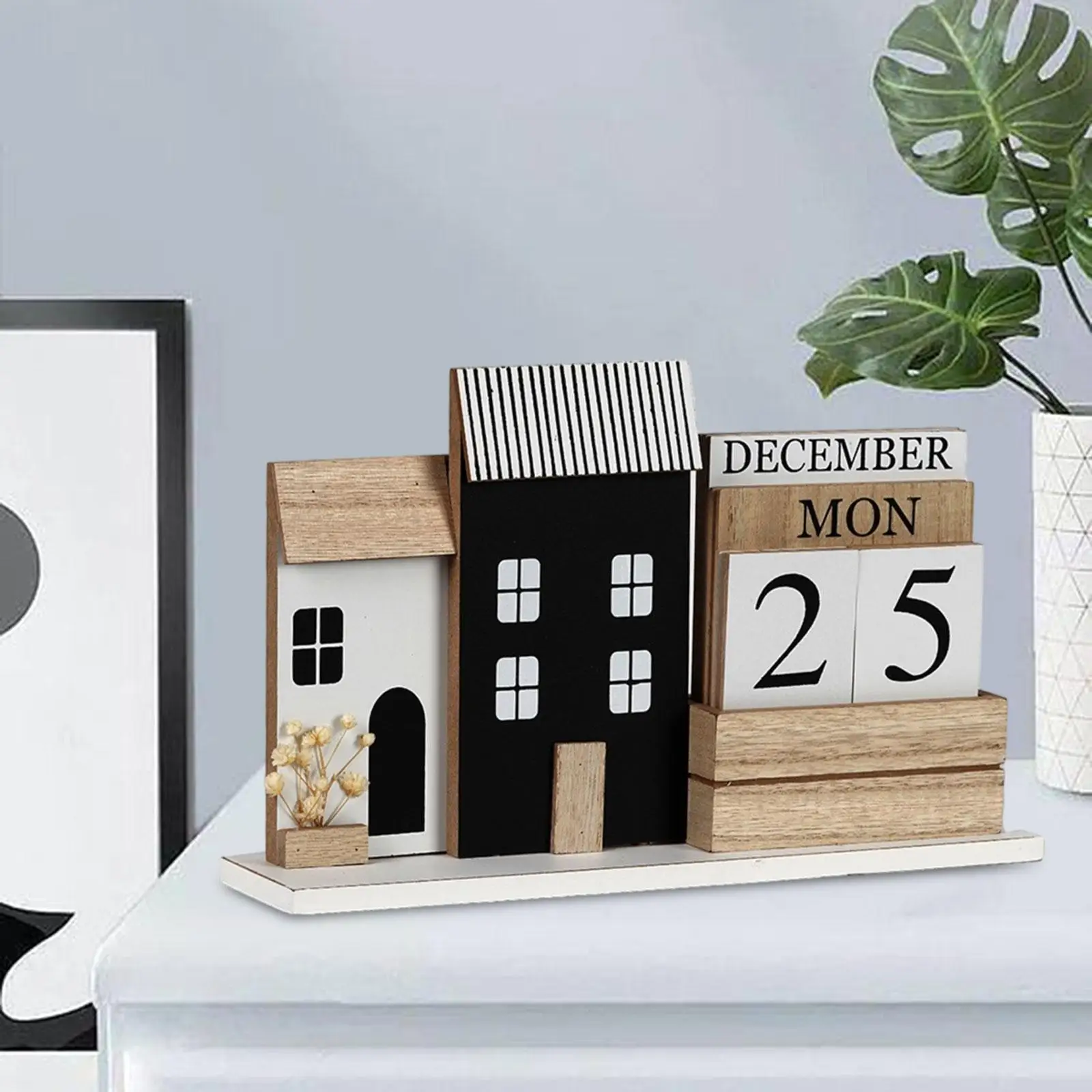 

Perpetual Calendar Retro Desk Accessories Home Office Supplies Wood Desk Calendar for Desk Decor Birthday Housewarming Home DIY