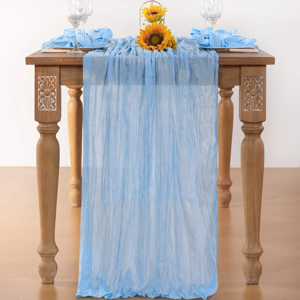 Lavender Boho Rustic Cheesecloth Table Runner for Events and Decorations