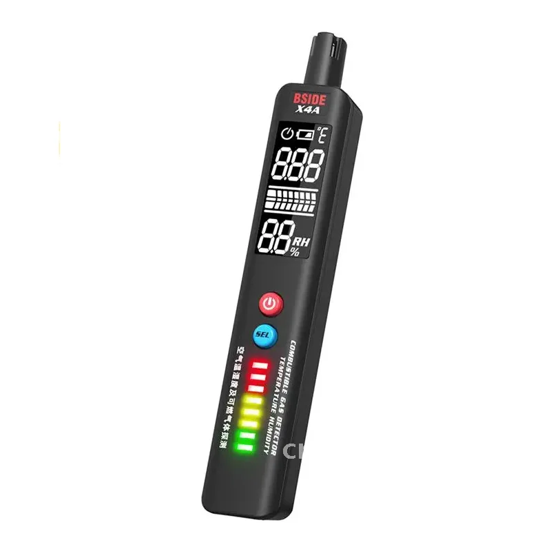 

Handheld Portable Natural Gas Methane Butane Sniffer Temperature and Humidity Tester LCD Display BSIDE X4A Gas Leak Detector