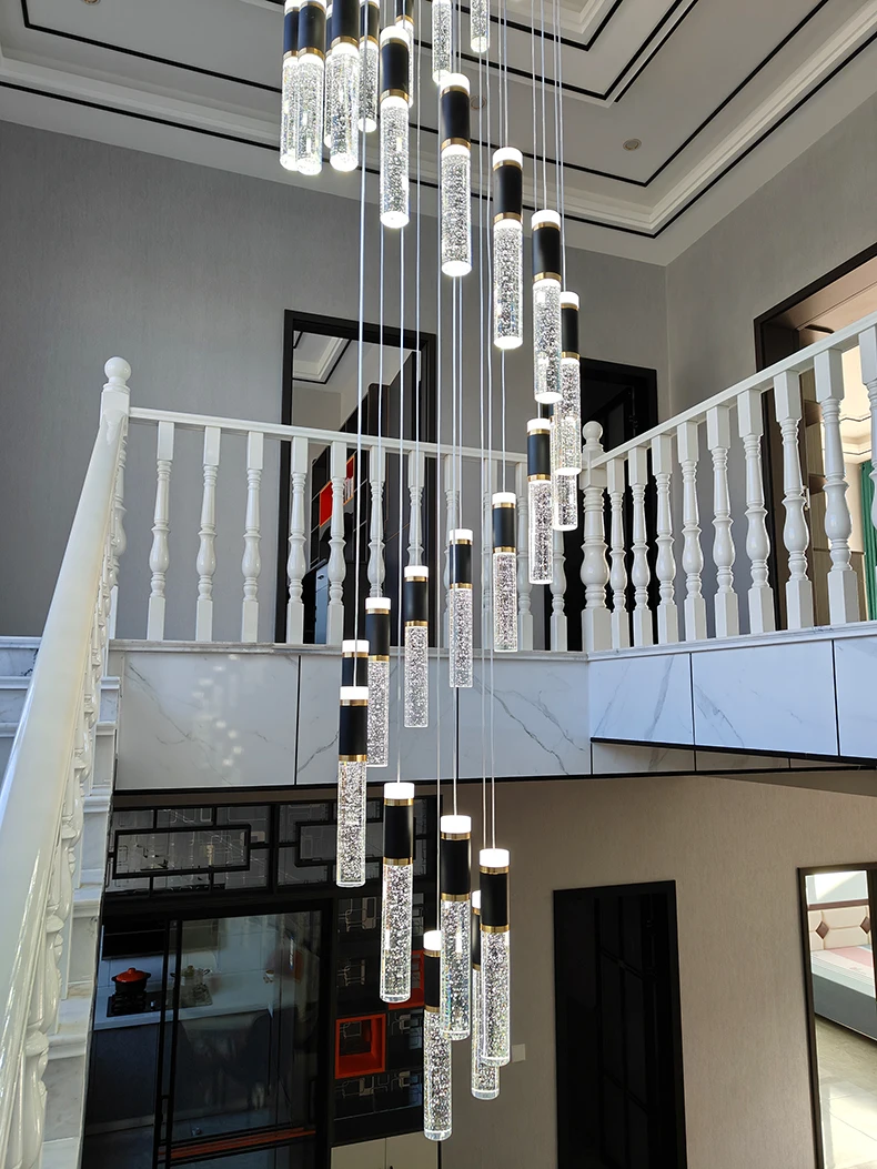Modern Crystal Chandelier - Elegant Pendant Lamp for Living Room and Staircase