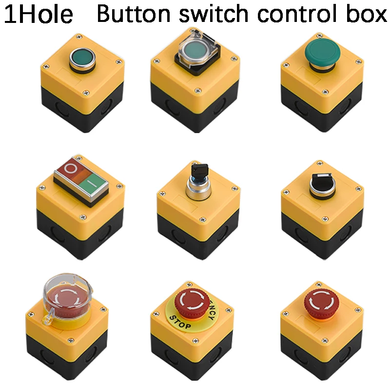 

1 position LA38 button switch control box plastic start stop industrial button two position emergency stop switch box