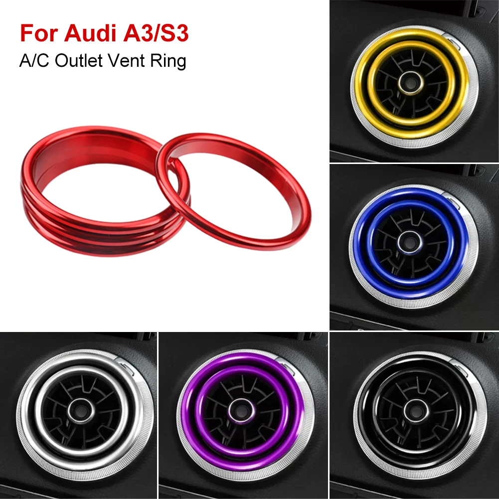 

4 pcs Car Center Console Aluminum Alloy Air Outlet Inner Ring Decoration Suitable For Audi A3 S3 14-22 Car Interior Accessories