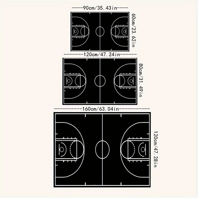 1pc Black Basketball Court Pattern Printed Floor Rug Bohemian Carpet Hallway Kitchen Soft Mat Washable Outdoor Rug floor mat,decorative carpet