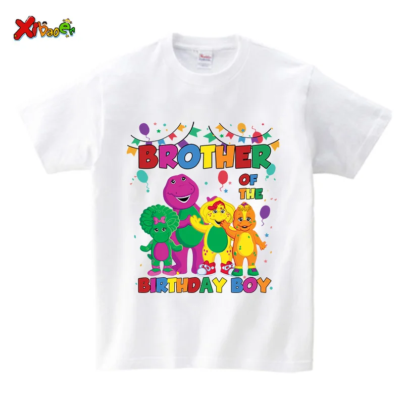 Birthday Boy Shirt for Kids Family Matching Outfits Barney Shirts 2nd Party Custom Name Girl Outfit Toddler Baby Familia Shirts 4