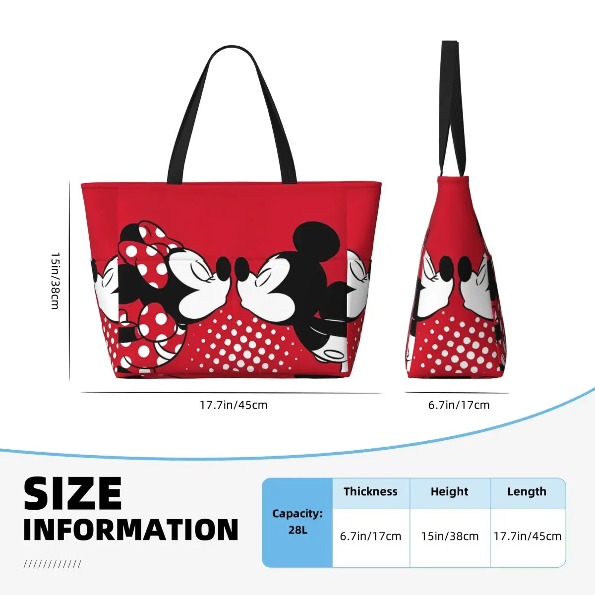 Women Disney Mickey Mouse Minnie Beach Bag Waterproof Tote Bag Pool Bag with Zipper for Gym Grocery Travel 5