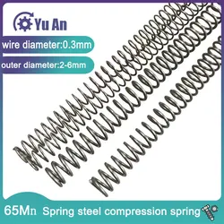 Enhanced Product Title:  
Extended Extra Long Compression Pressure Springs, 65Mn Spring Steel, Wire Diameter 0.3mm, Outer Diameter 2mm - 6mm, Length 100 - 300mm, 5 Pack - 100mm