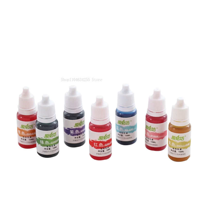 10ml/병 7가지 색상 비누 베이스 전문 착색제 DIY 수제 창의적인 모양 아로마테라피 비누 염색 색소