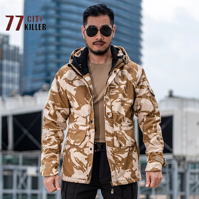 Acheter Veste tactique de l'armée M65 pour hommes, imperméable,  multi-poches, à capuche, vestes militaires de terrain, manteau coupe-vent  d'extérieur de Camouflage