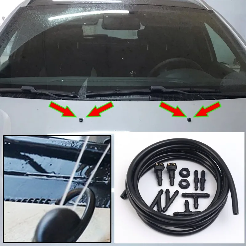 Hot Car Auto Windshield Washer Hose Wiper Blade Pipe Jet Spray Nozzle Water Fluid Tube Joiner Connector Replacement Kit 3