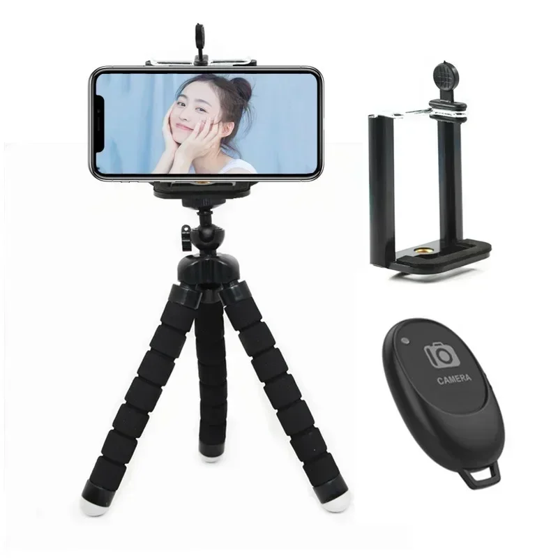 Phone Tripod Stand Flexible Mini Tripod for iPhone Mini Camera for Huawei Xiaomi Samsung Gopro Flashlight Holder