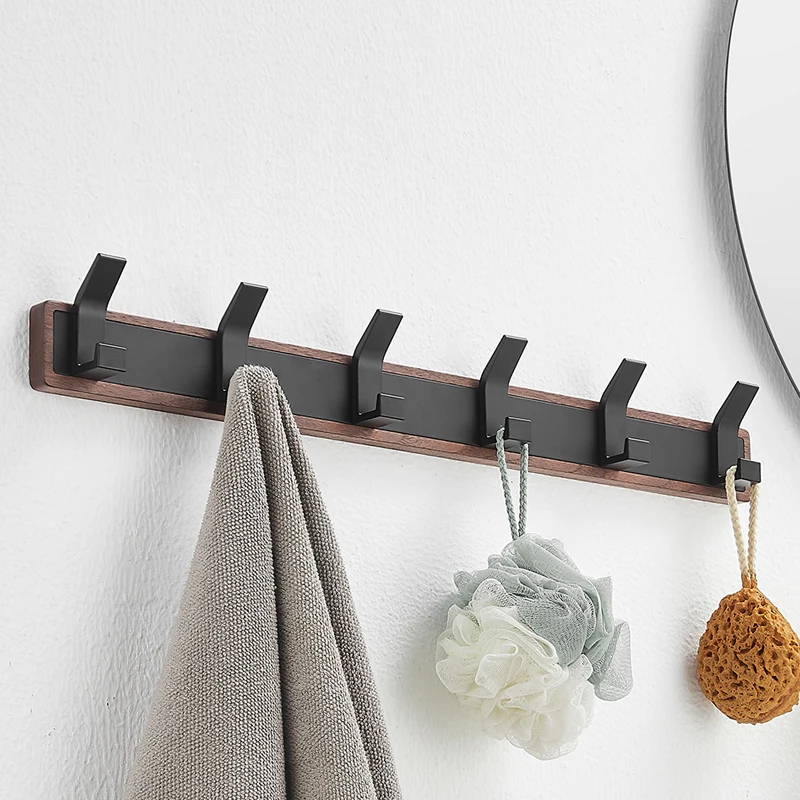

Walnut Coat Rack Wall Mounted Clothes Rack Creative Hanging Doorway Entrance Cloak Rack Home Decor Multifunctional Home Storage